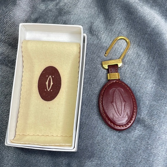 Cartier Accessories Cartier Leather Keychain Burgundy From The 98s